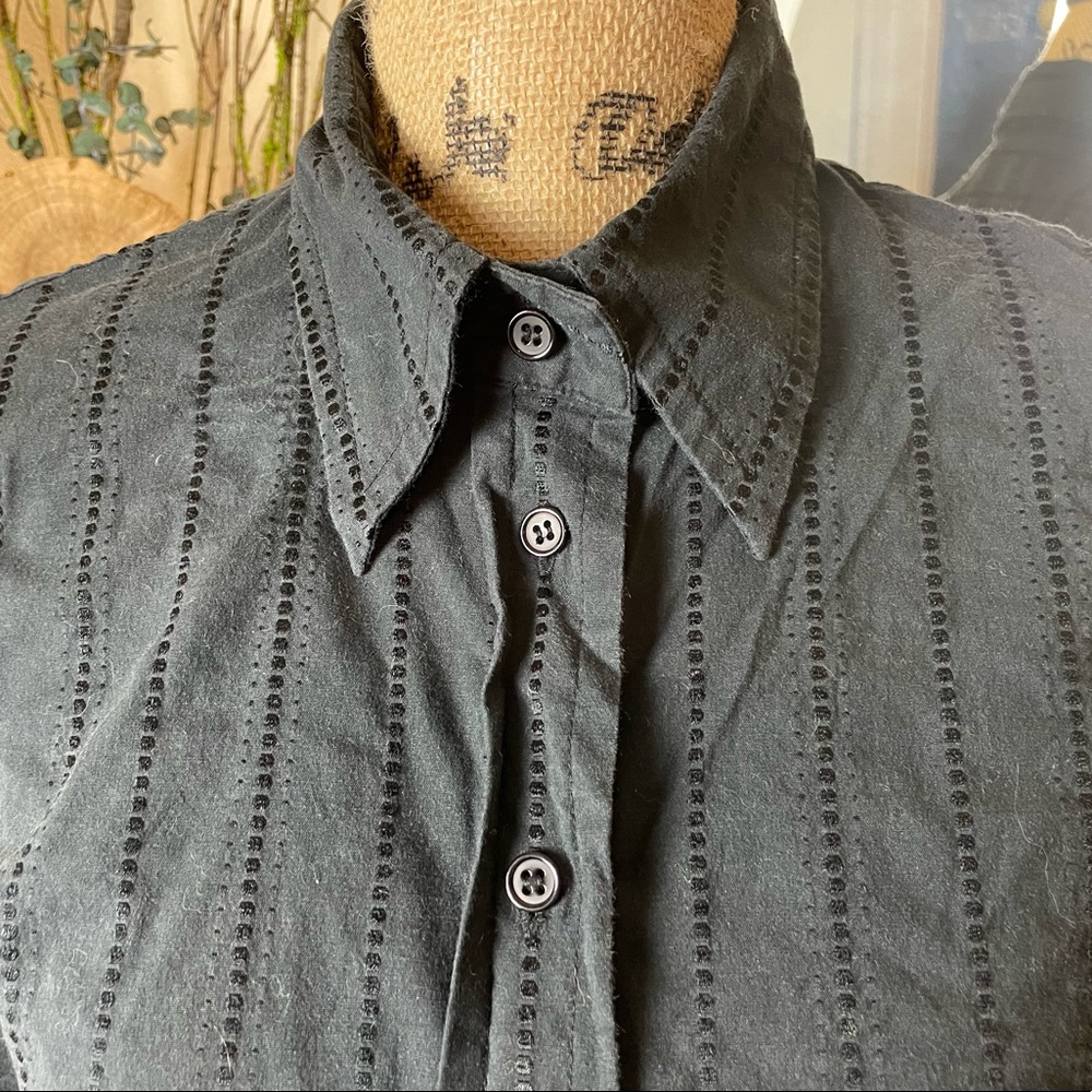 Black, short sleeved button down